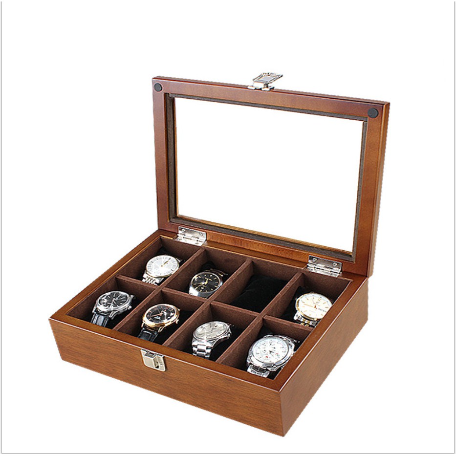 Kotak Kayu Jam Tangan Koleksi  Arloji  Gelang Mewah Berkunci Vintage / Model Jadul Ada Kunci Murah