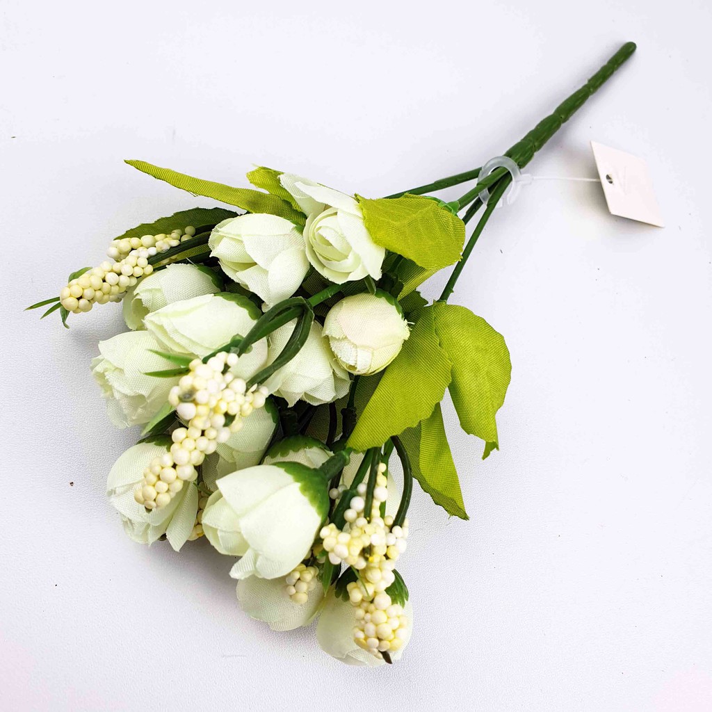 Bunga Mawar Artifisial 25 cm / Bunga Palsu/ Bunga Artificial/ Bunga Dekorasi-Hijau Muda