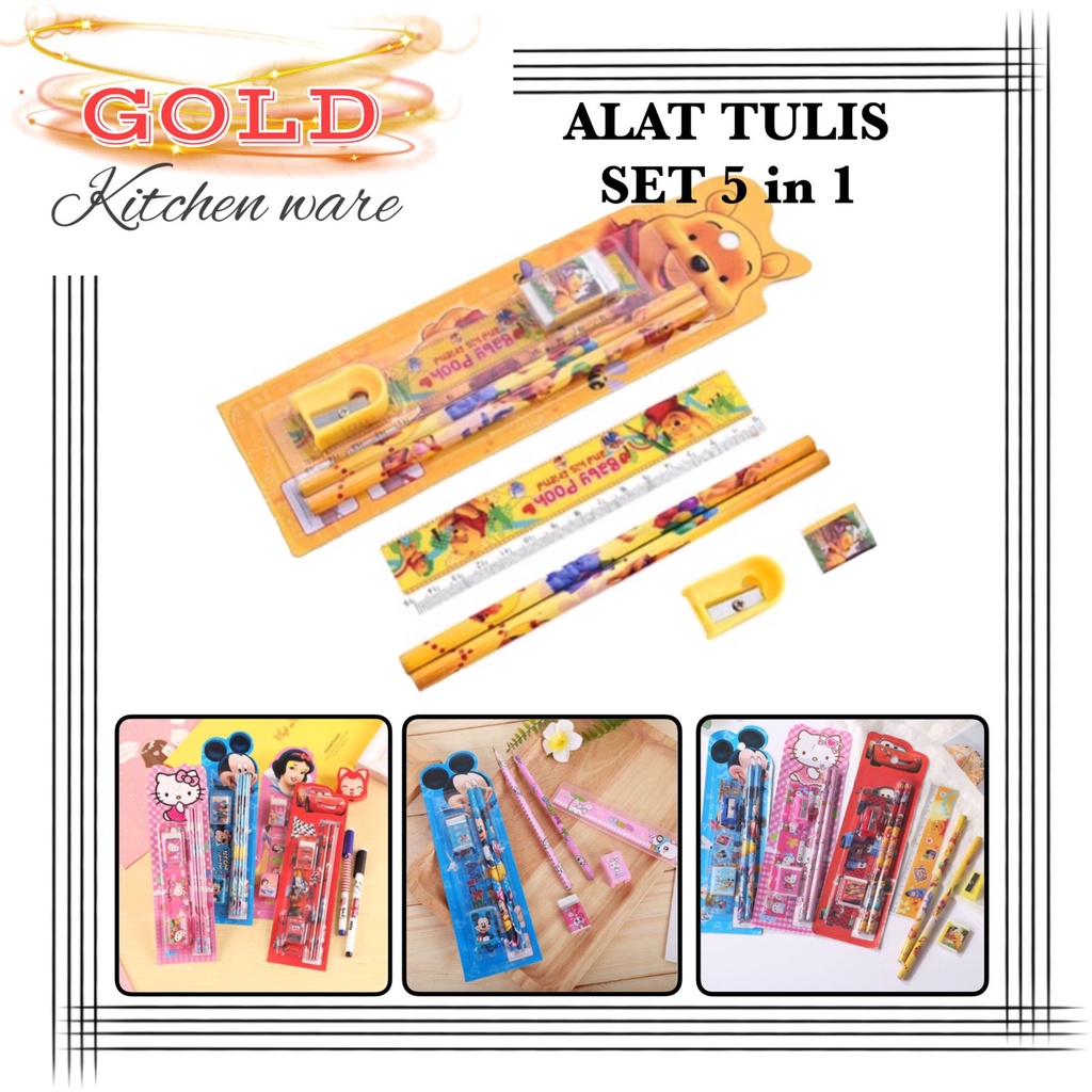 

G221 Mini Stationary Set / Set alat Tulis Sekolah Karakter 5 in 1
