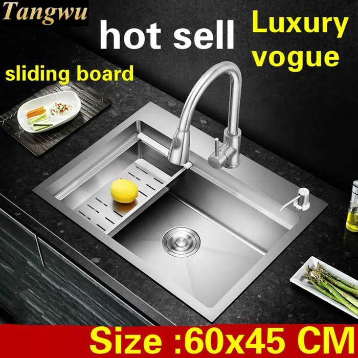 

Paket komplit Kitchen sink 6045 + kran tarik bak cuci model Bolzano