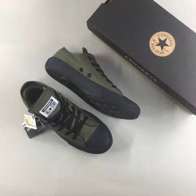 Sepatu Converse Allstar Chuck Taylor OX ARMY BLACK Grade Original Quality
