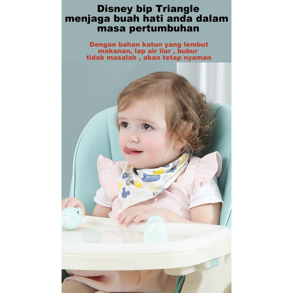 Slabber Kain DISNEY bayi Katun Kancing Bayi Celemek Makan Tatakan Tadah Liur iler bip segitiga