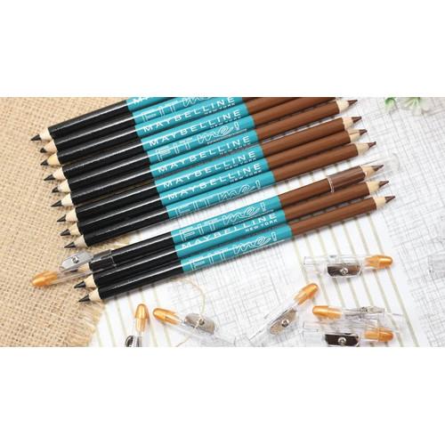 [12pcs] Pensil Alis Maybelline Fit Me 2in1 - Hitam &amp; Coklat