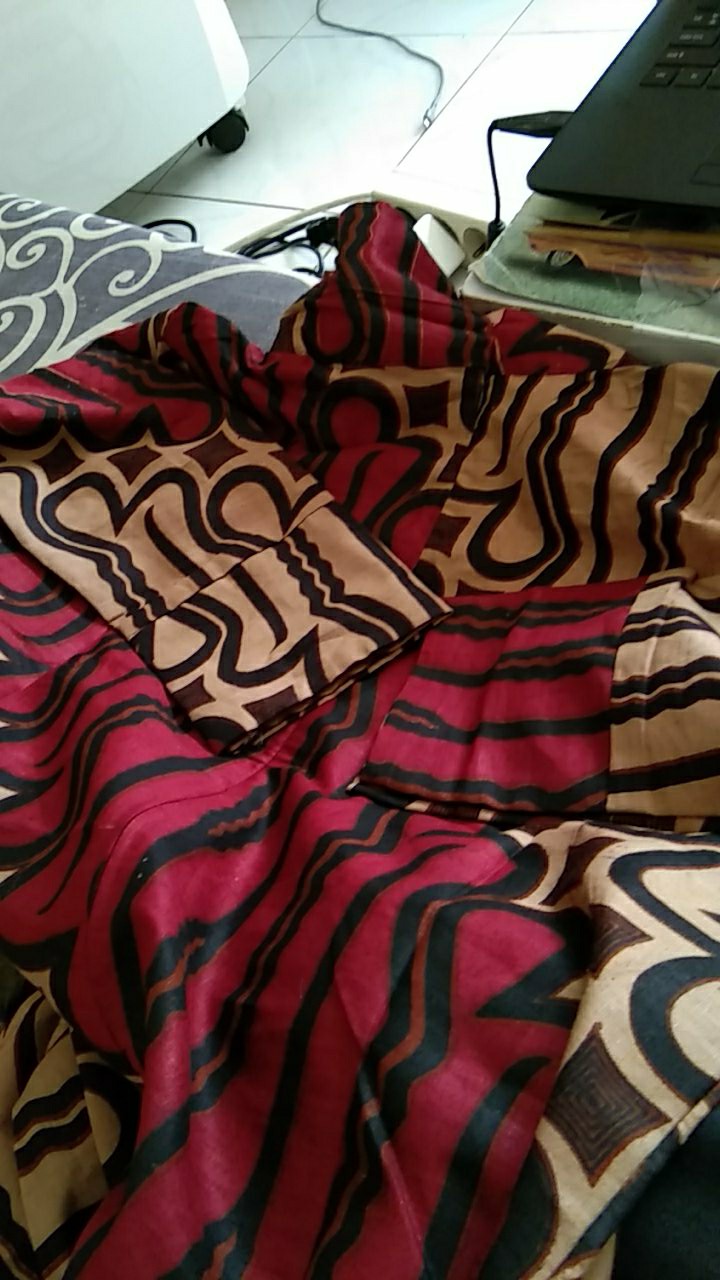 Tunik Batik Wanita Resleting Lengan Panjang Seno Marun Batik Aziza