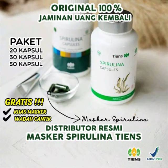 Spirulina Tiens (Original) Penghilang jerawat - Penggemuk -Suplemen Sistem imun