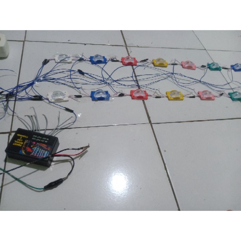 Lampu alis roda 16 pcs warna warni + modul kolong kanal mobil bus/bak truk pic up running kedip Stro