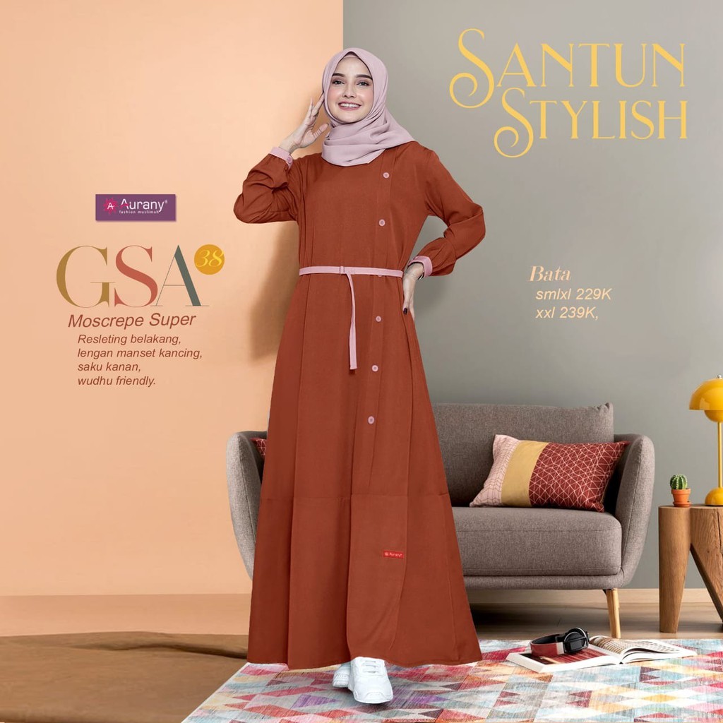Aurany GSA 38 Gamis Wanita Muslimah Terbaru 2021 Termurah Syari Dewasa Long Dress