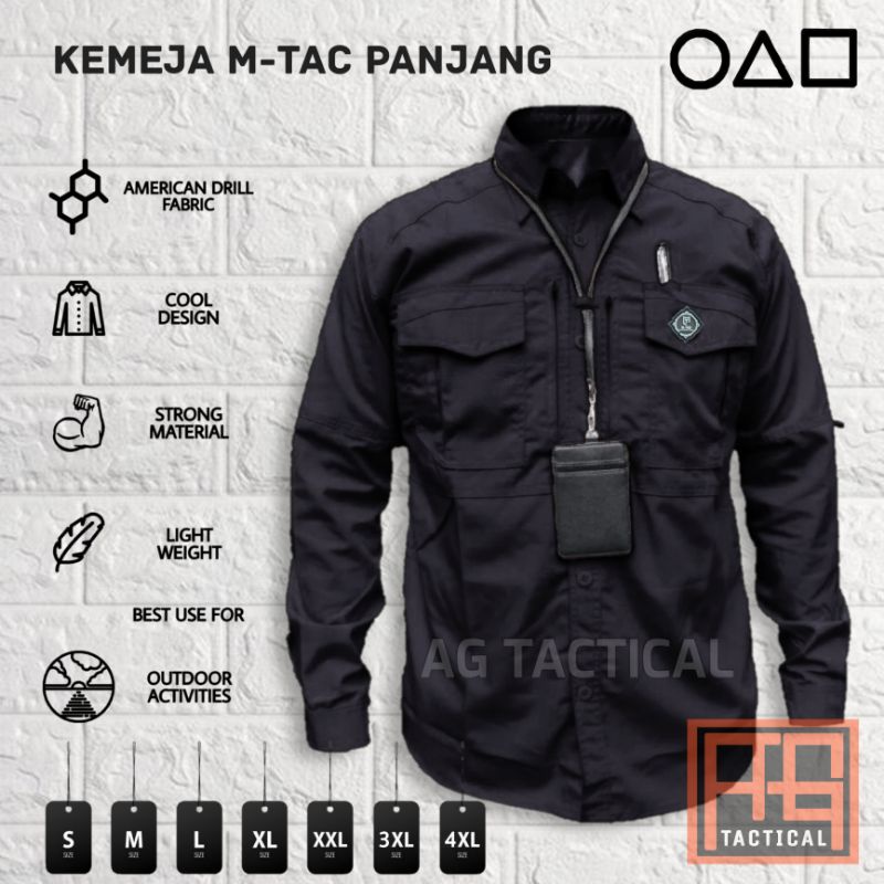 Kemeja Tactical Kemeja Free Gantungan ID Card Hem Atasan Kemeja Pria