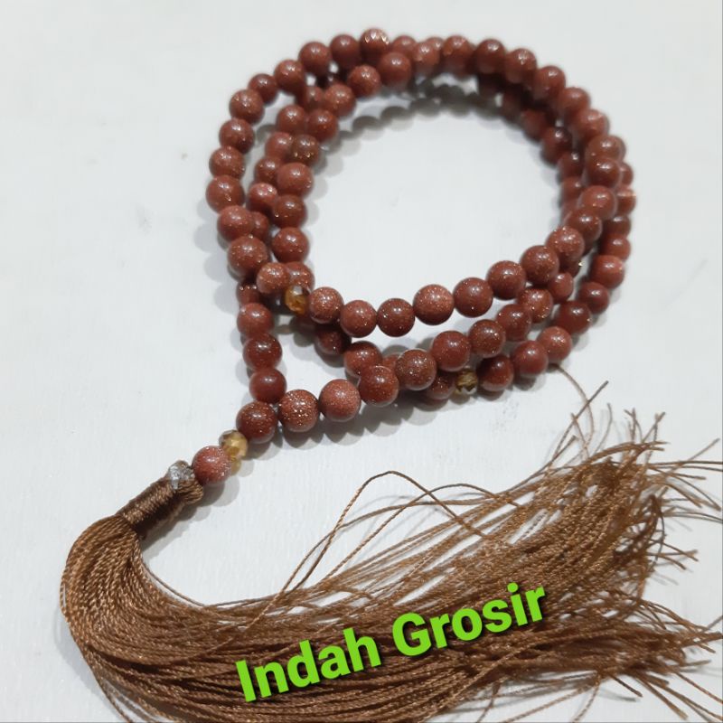 TASBIH BISA BUAT KALUNG BATU PASIR MAS 6MM 99BUTIR ORIGINAL