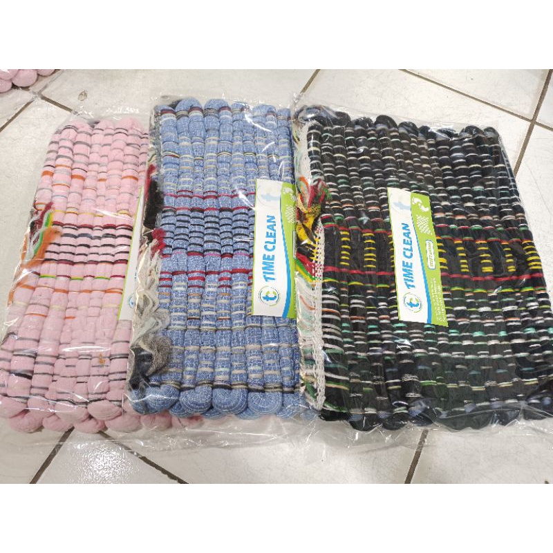 Keset Kain kotak kotak Serbaguna Time Clean / Alas Kaki  / Keset Bahan Kain / Alas Kaki Original / Keset Kaki Rainbow