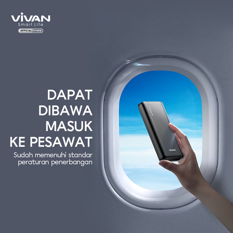 PowerBank VIVAN 20000mah VPB-W20 22.5W 3 Output Dual Input Port Type C &amp; Micro USB Original Fast Charging Quick Charging PD 3.0 QC 3.0 Real Capacity - Garansi Resmi 1 Tahun ORIGINAL