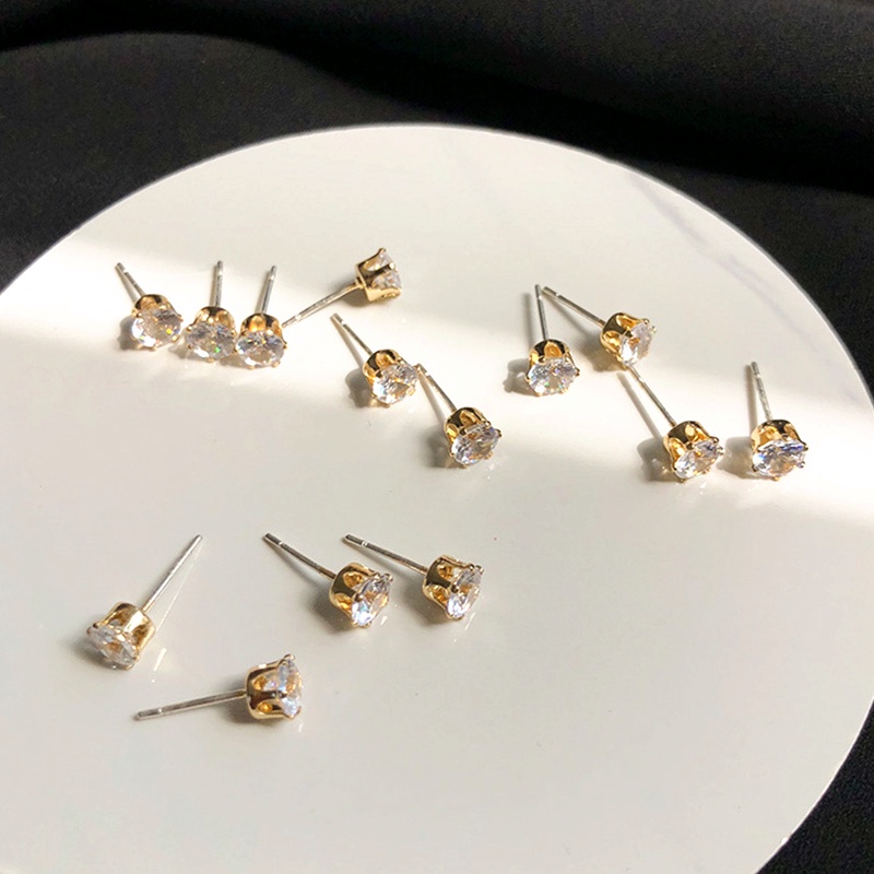 SEALOVE Anting Titanium asli Mata tindik telinga 18k emas Berlian Anting Tusuk Anti Karat dan anti luntur Aksesoris Wanita