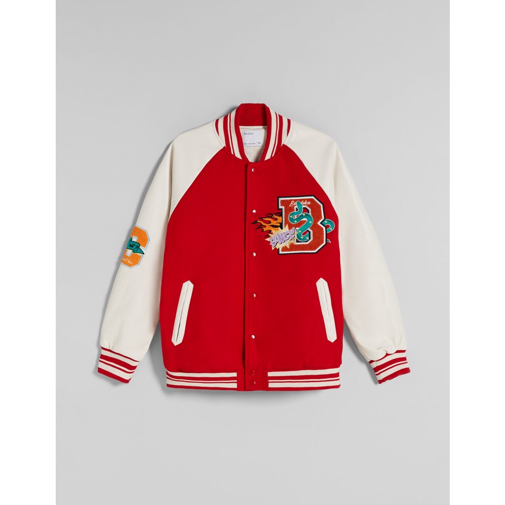 Jaket Varsity Cewek Bershka