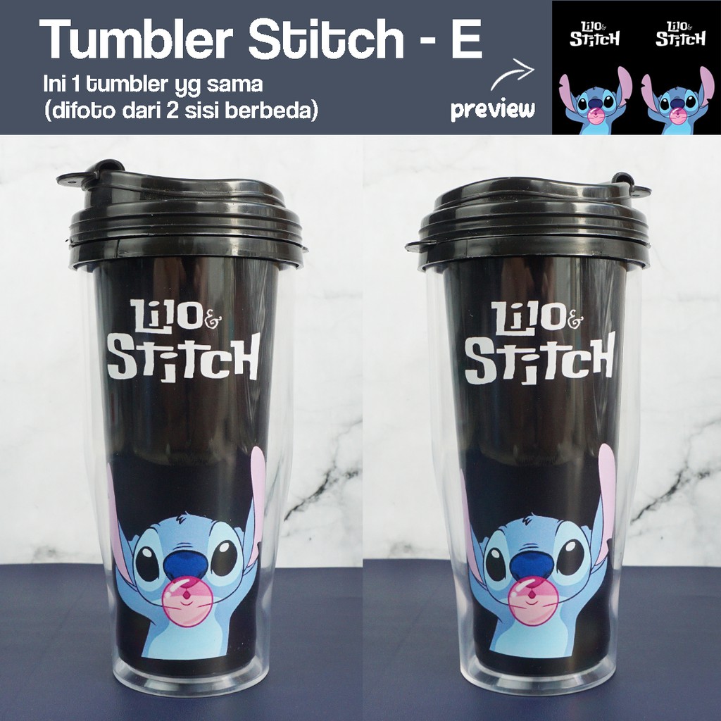 Tumbler STITCH - Botol Minum Kartun Anak Teman Lilo Souvenir Hadiah Unik Tumblr-Stitch-E