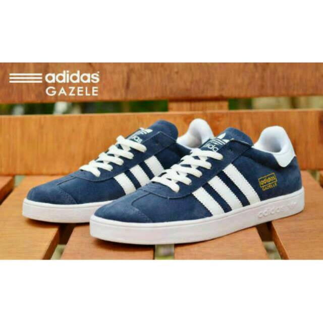 Sepatu Adidas Gazelle Biru Dongker Keren Skate Sekolah Kuliah Kerja Santai Hangout Trendy Terbaru