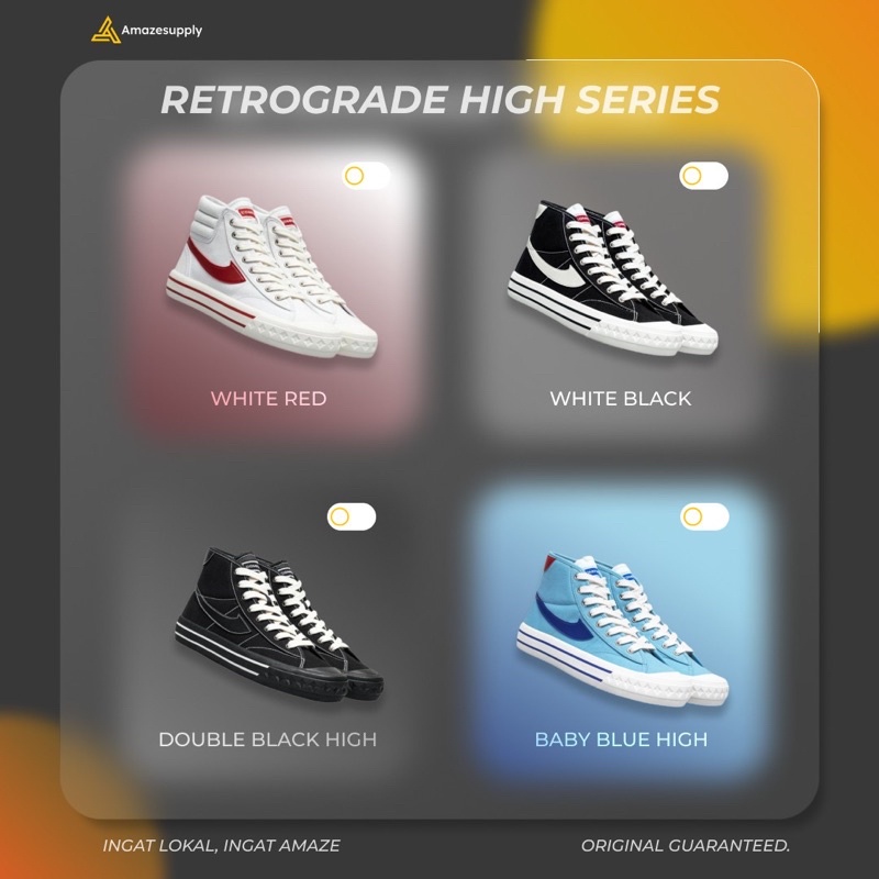 Compass Retrograde Decon High Black White / Double Black / Baby Blue / White Red / Cream / Blue Gum