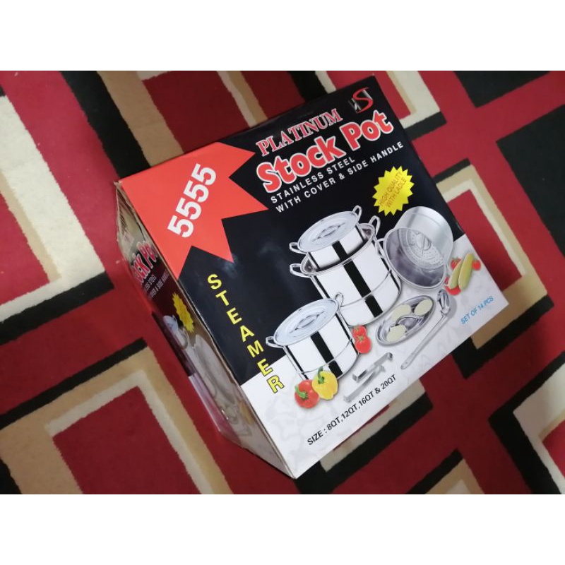 panci set 4 panci dan dandang steamer platinum stock pot 5555