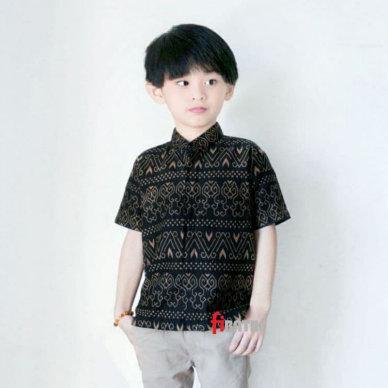 Batik Anak / Hem Anak Pendek Laki Laki Motif Ulir 2-10 tahunnn