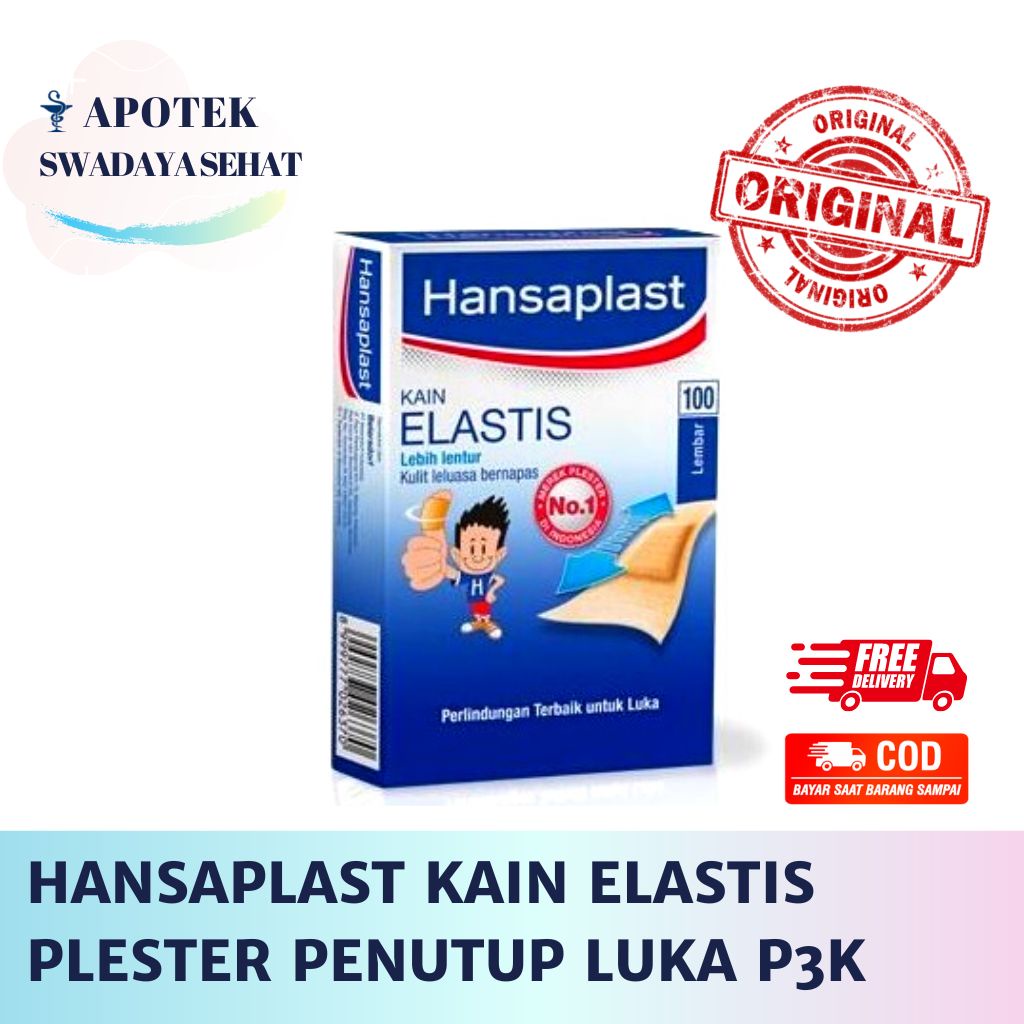 HANSAPLAST PLESTER PER BOX Ukuran Jumbo Biasa Kain Elastis Isi 100 50 Lembar P3K Perban Luka