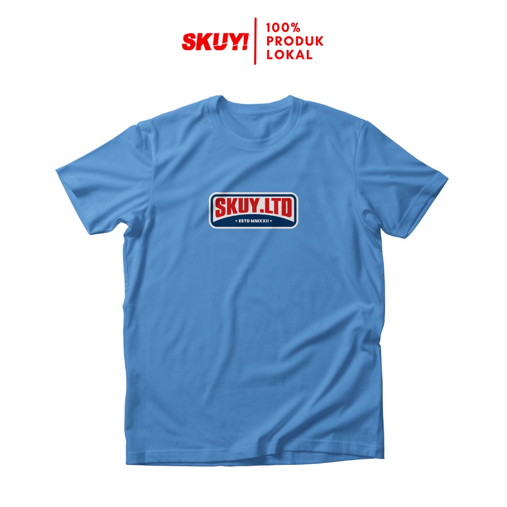 Skuy Kaos Dewasa Unisex Lengan Pendek Biru Sedang Katun Combed 24s SKY50