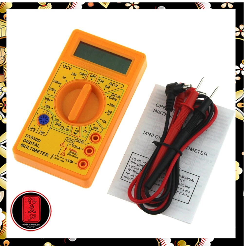 Mini Pocket Digital Multimeter AC/DC Voltage Tester - DT-830D - Yellow