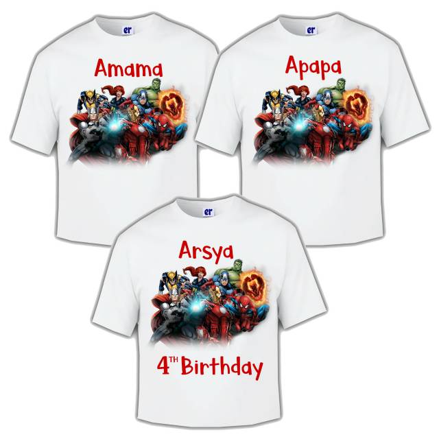 Kaos ultah couple keluarga, kaos custom bebas desain gratis cetak nama