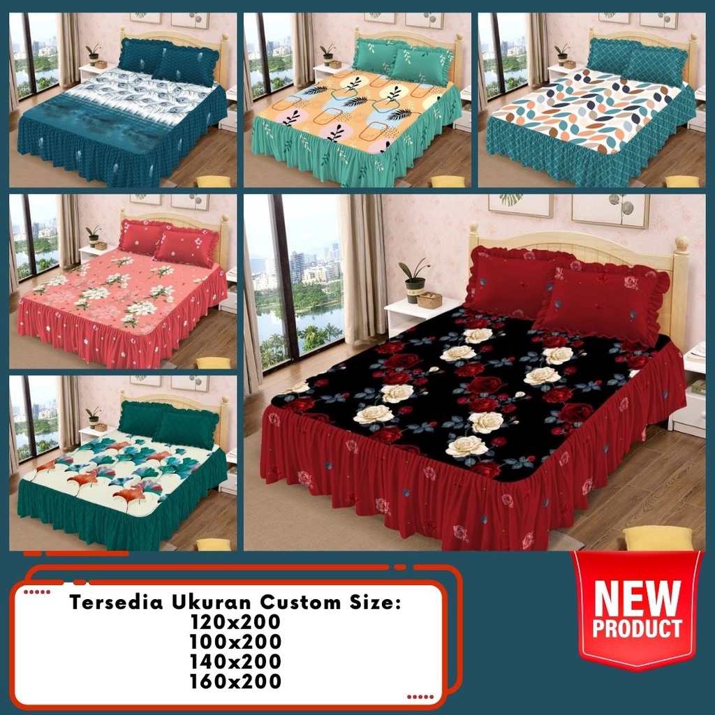 【LADY ROSE】Sprei Rumbai Set Queen 160x200 & Single 120x200 140x200 100x200 Motif Bunga Terlaris