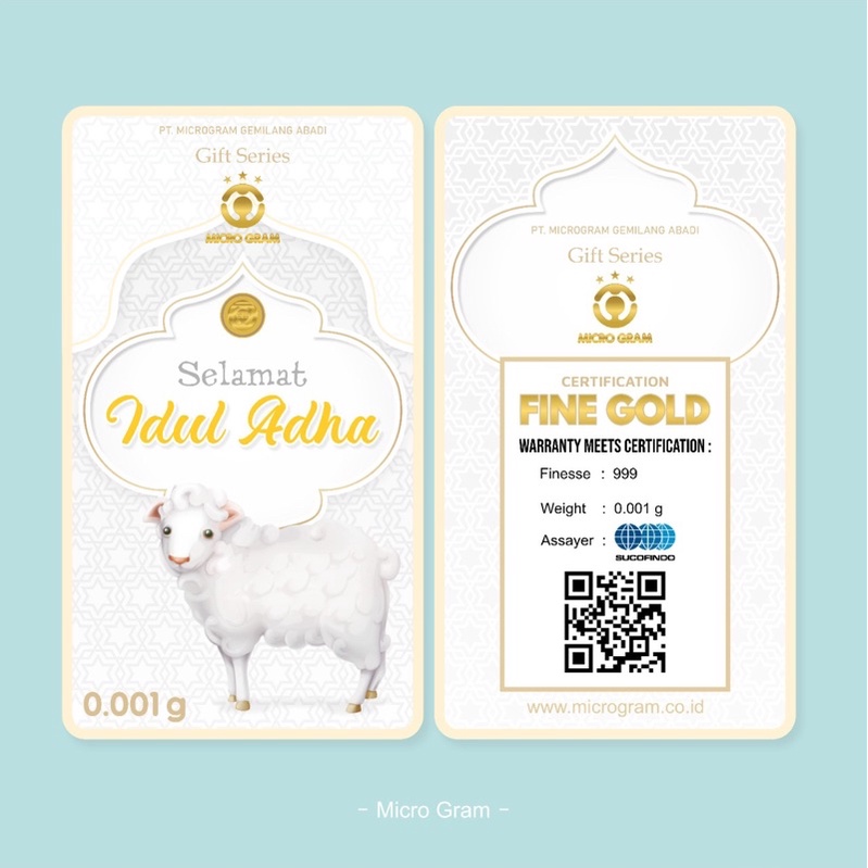 EMAS MINI MICROGRAM 0.001gram Gift Series IDUL ADHA LEBARAN LOGAM MULIA 24KARAT DIJAMIN ASLI ORIGINA