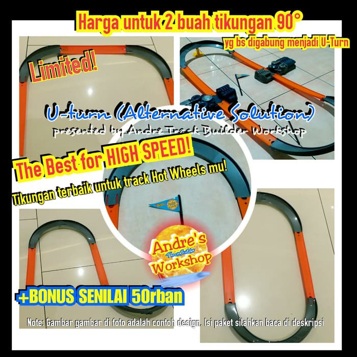 Alternatif u turn kompatibel hot wheels track hotwheels track builder Mainan diecast anak murah