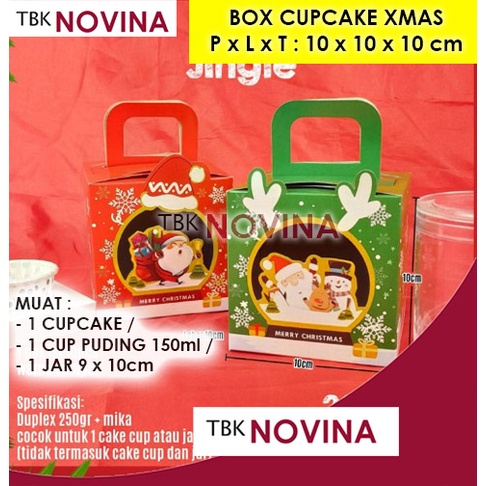 KOTAK KUE NATAL CUPCAKE PUDING / BOX KUE NATAL / KOTAK NATAL CUPCAKE PUDING JAR / KOTAK KUE