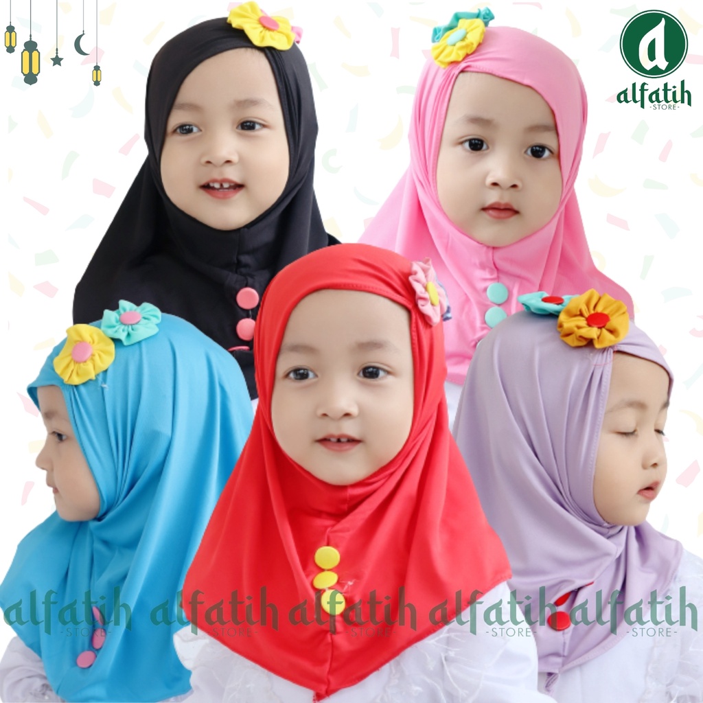 ALFATIH STORE / Jilbab Anak Fariza Kids Bunga Samping / Jilbab Anak Murah/ HIJAB ANAK / HIJAB BAYI