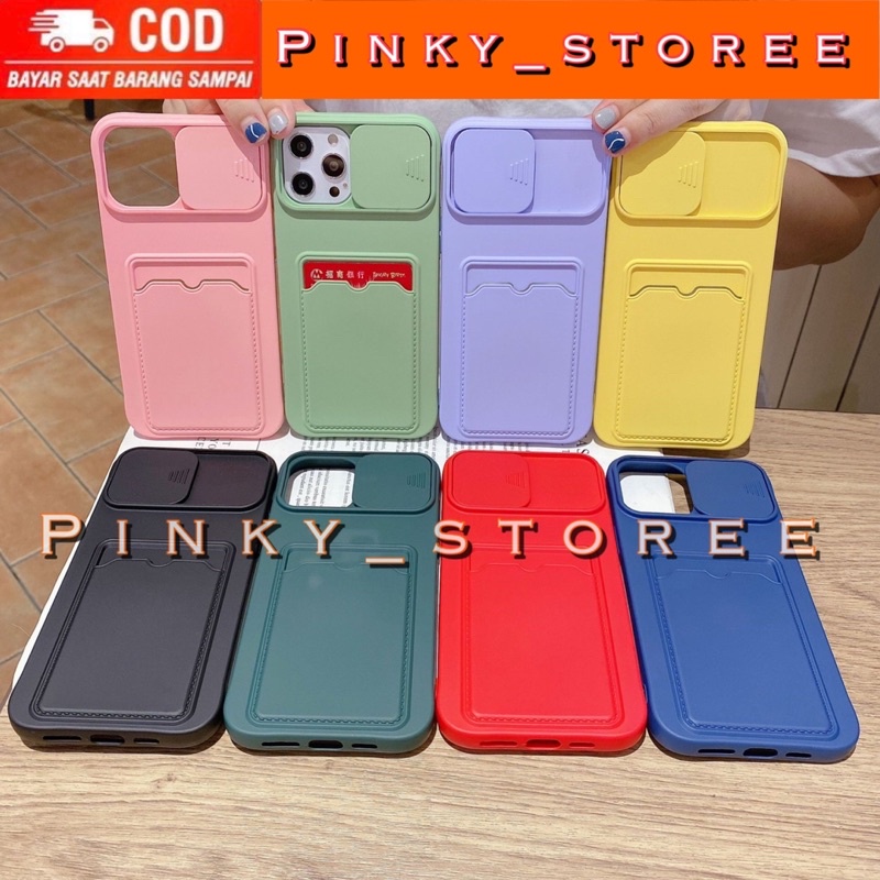 CASE IPHONE 13/ 13PRO/ 13PRO MAX/ IPHONE 12/ 12PRO/ 12PRO MAX/ IPHONE 11/ 11PRO/ 11PRO MAX/ SOFT CASE MACARON SLIDE CAMERA PLUS SLOT CARD HOLDER DESIGN/ BISA COD/ BAYAR DI TEMPAT