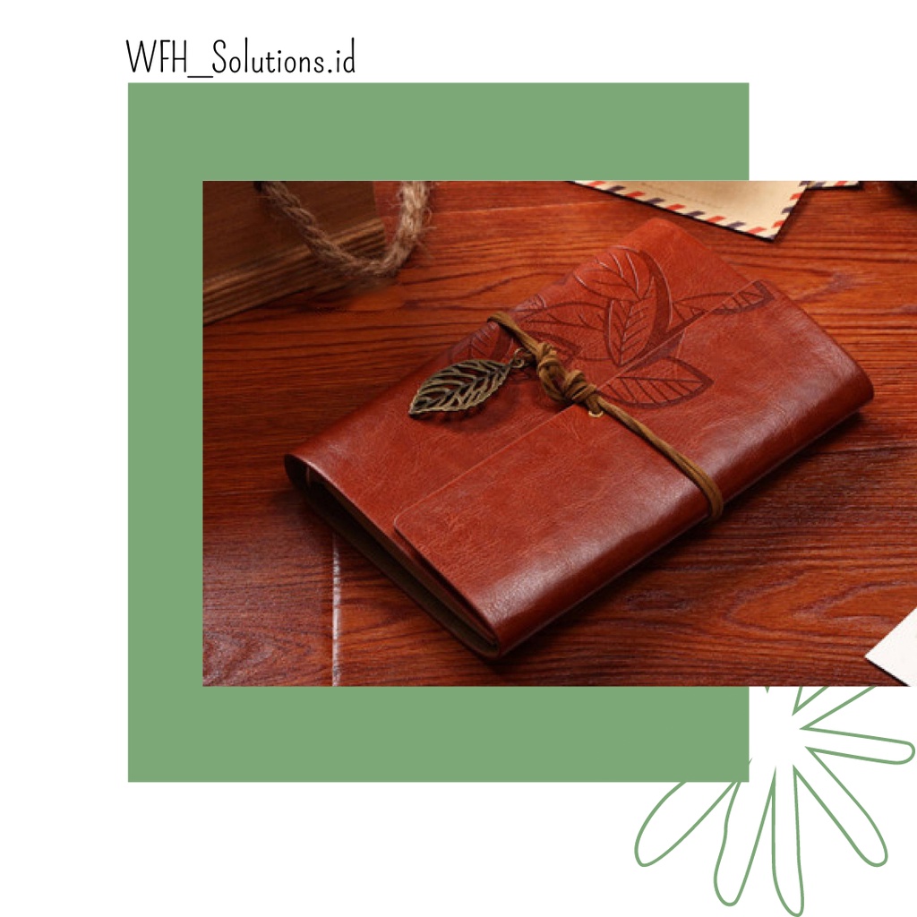 

[Bisa Bayar di Tempat] Buku Catatan Binder Kulit Retro Leaf Kertas A6