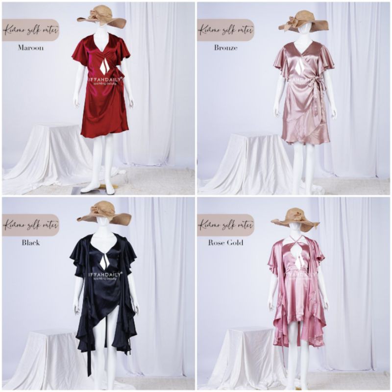 KIMONO SILK DRESS BY IFFAH DAILYWEAR | Kimono Iffah Daily Wear | Kimono Tidur Premium Satin Silk