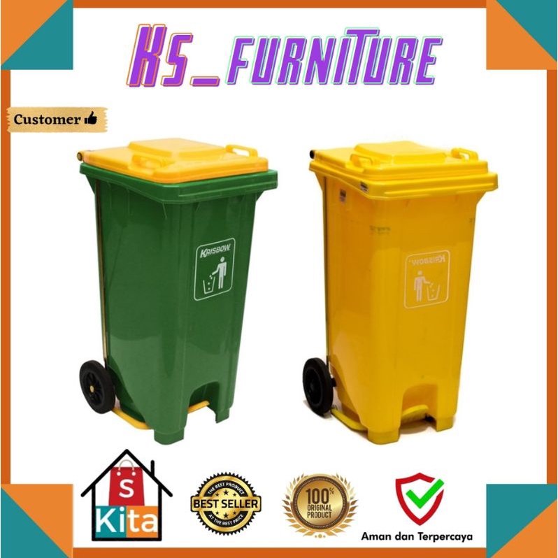 Krisbow tempat sampah120 Liter dust bin halaman tempat sampah outdoor tong sampah injak