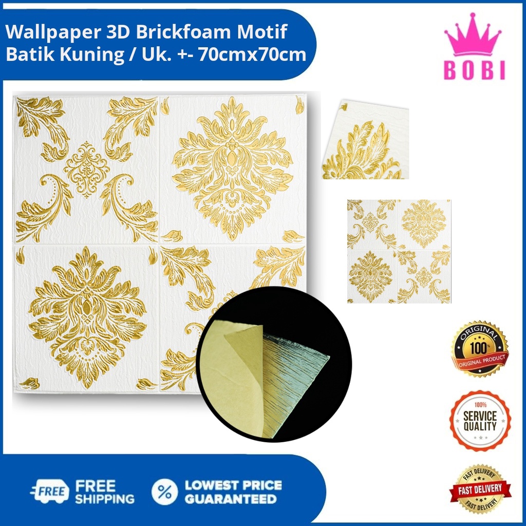 Wallpaper Foam 3D Bata Putih/ White Brick Panel/ CLASSIC BRICKFOAM-Batik Kuning 1012