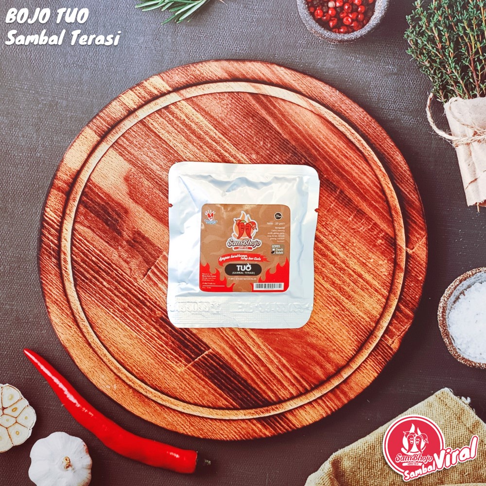 

Sambal Viral Sambal Terasi (Bojo Tuo) Sambal Kemasan Sachet 20gr