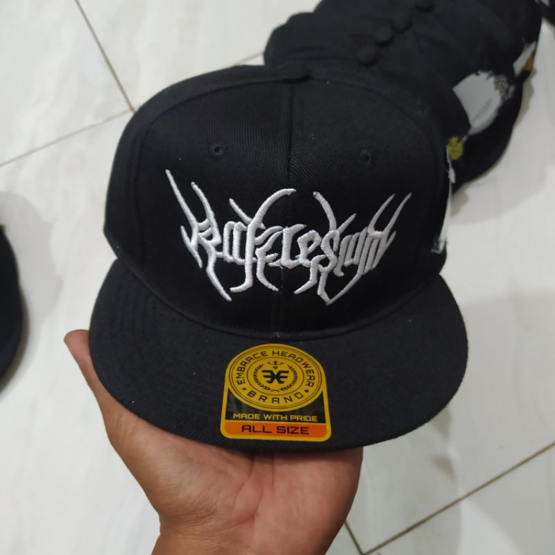 Topi Snapback metal distro pria Bordir siam