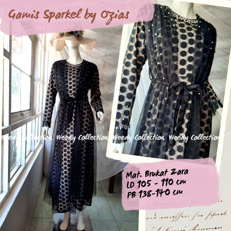 Gamis Ozias Brukat tile Zara Premium mewah sparkle Kondangan Pesta Wisuda lebaran mutiara Lilac