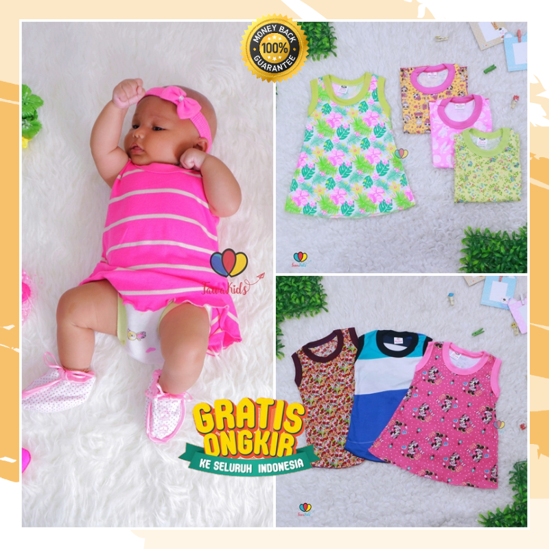 - (KENSI 0-12 BAJU DRESS PAKAIAN BAYI BARU LAHIR BABY BORN PEREMPUAN