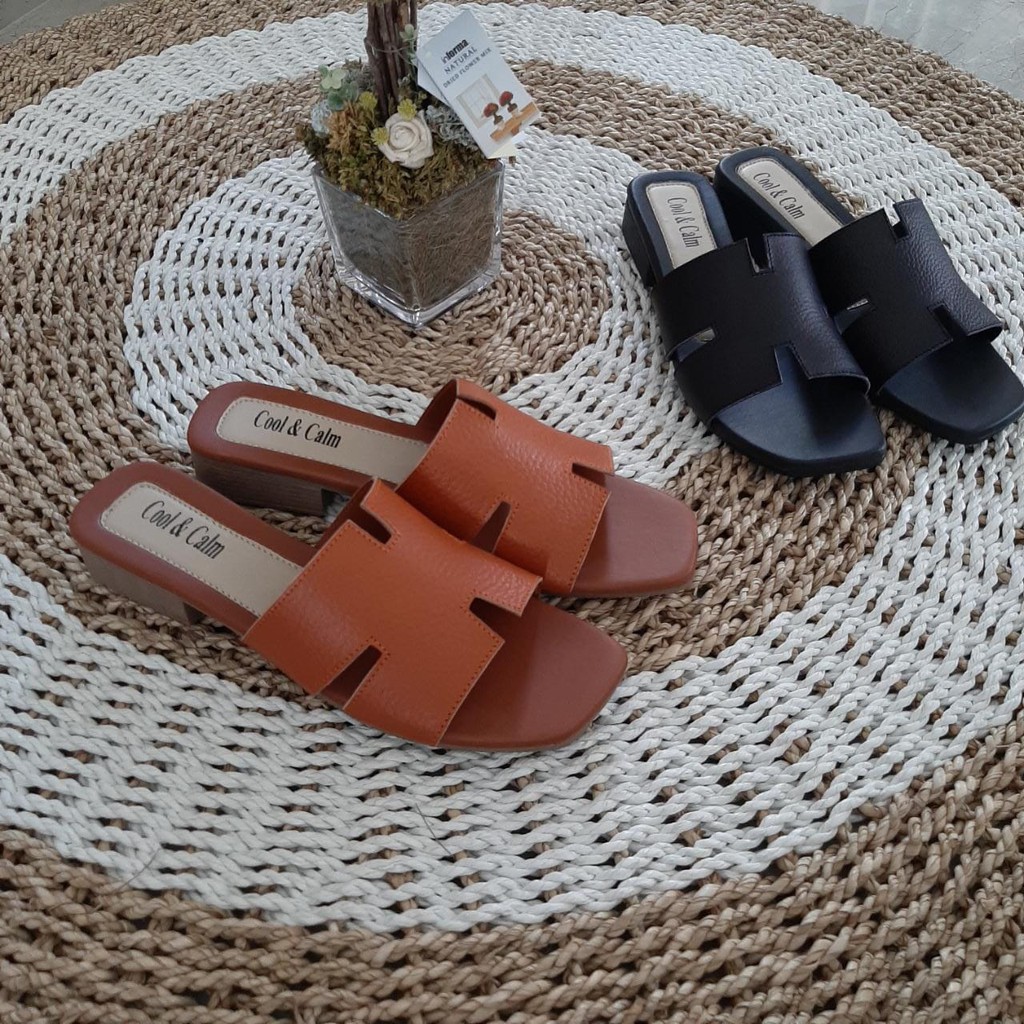 Sandal Kulit Wanita Model Terbaru Bahan Kulit Sapi Asli Sol Karet Teplek