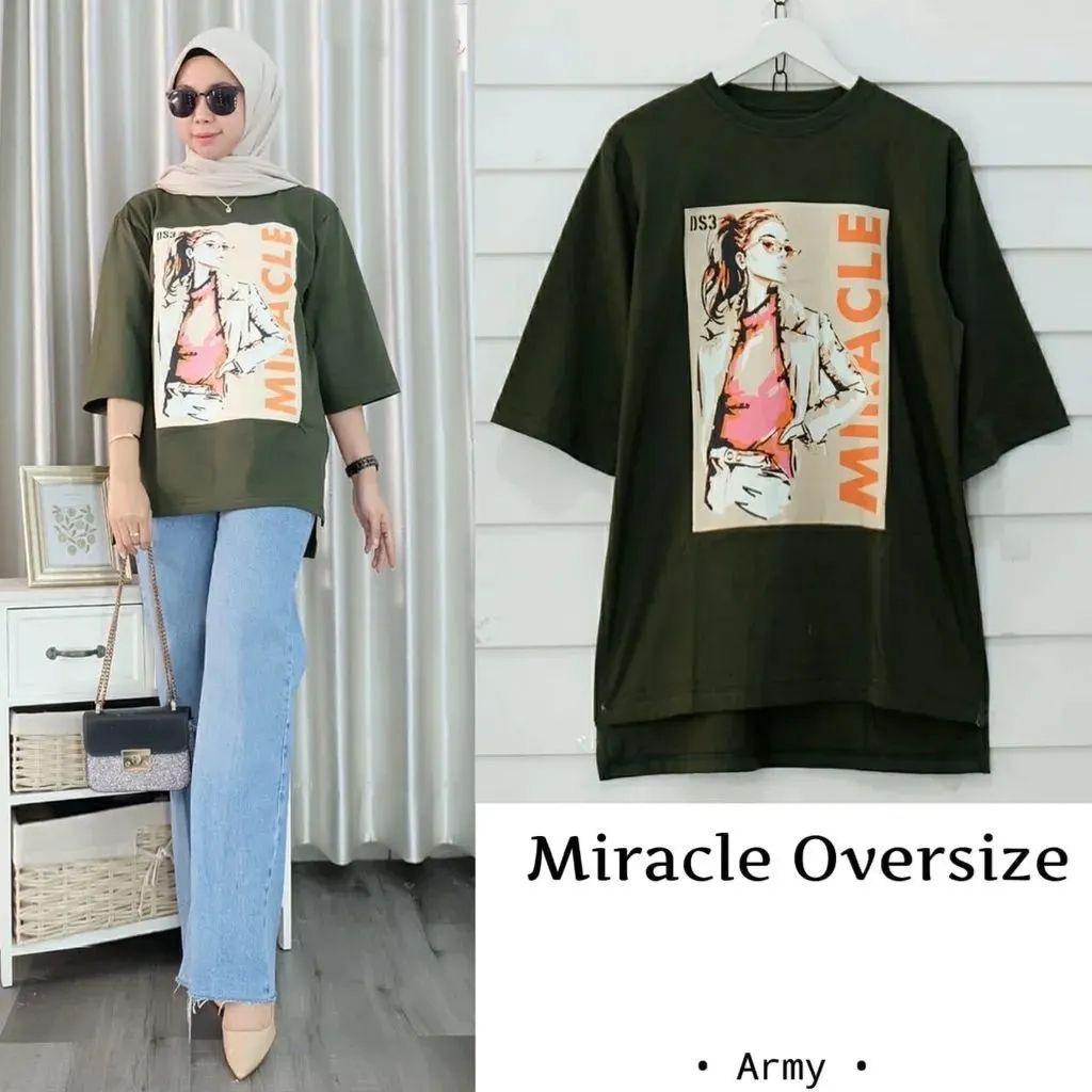 Miracle Oversize matt Combed/ Atasan Cewek Dewasa Terbaru Bahan Combed 20s Aksen Sablon / Pakaian Wanita Muslim Murah