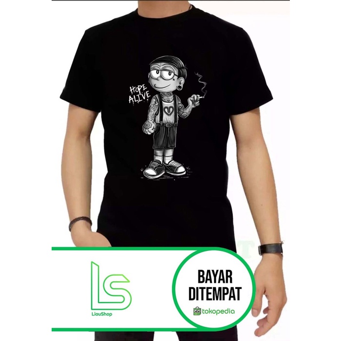 Kaos Pria NOBITA T-shirt Distro Baju Distro Pria Keren - Hitam, M