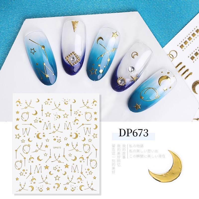 Stiker kuku moon and sun galaxy nail sticker nail polish acc sticker Produk Good Quality