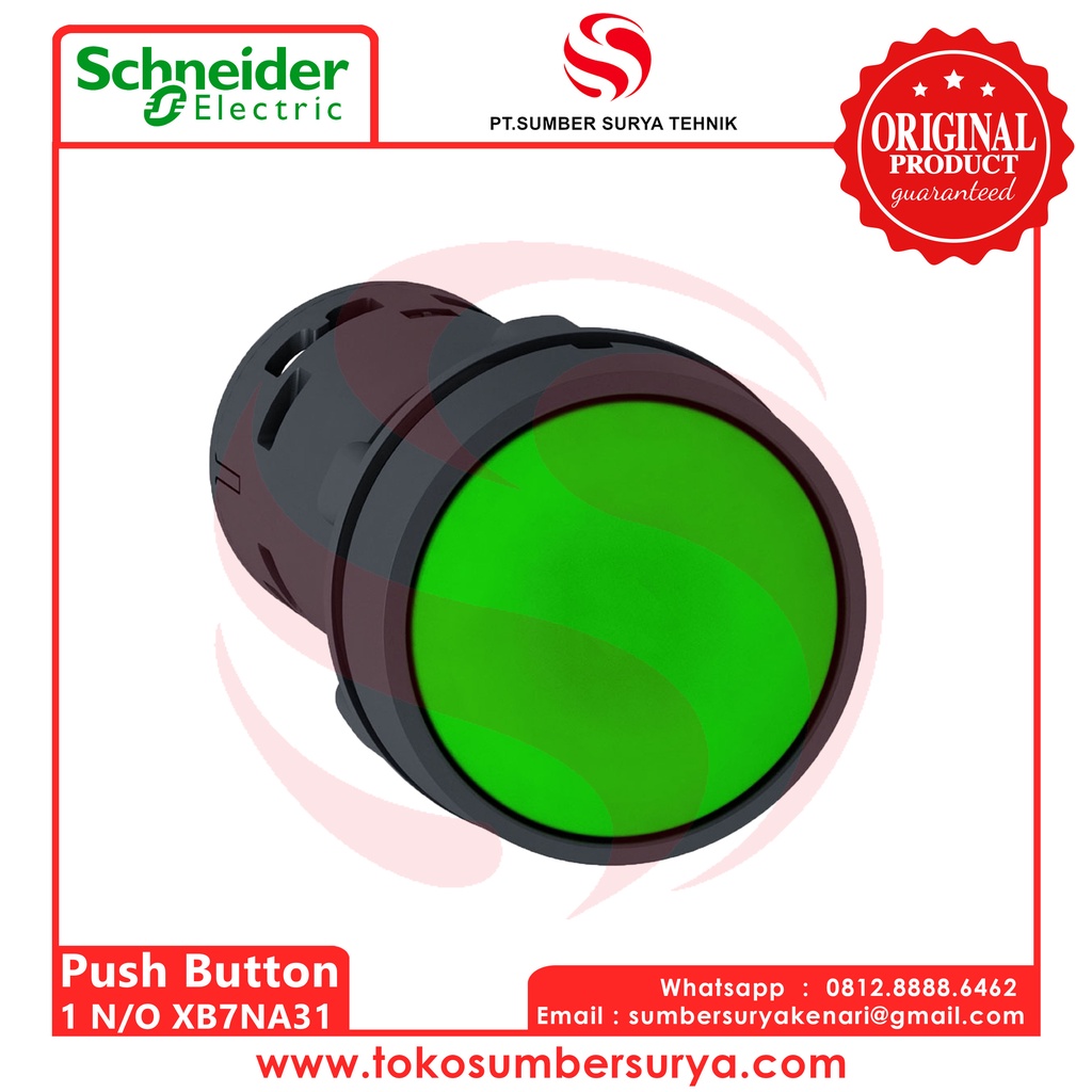 Push Button Flush Warna Hijau Saklar Listrik ON OFF SNI XB7NA31 Asli Ori Schneider