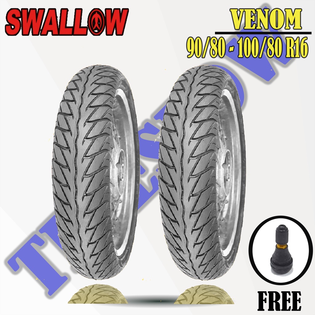 Paket Ban Motor SKYWAVE, HAYATE, NOUVO // SWALLOW VENOM 90/80 - 100/80 Ring 16 Tubeless