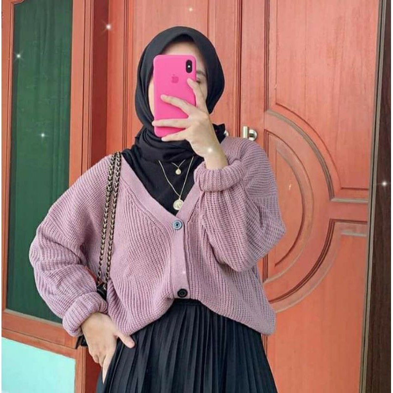 PRILLY CARDI CROP RAJUT WANITA(12 GET) /MIDI KARDIGAN /