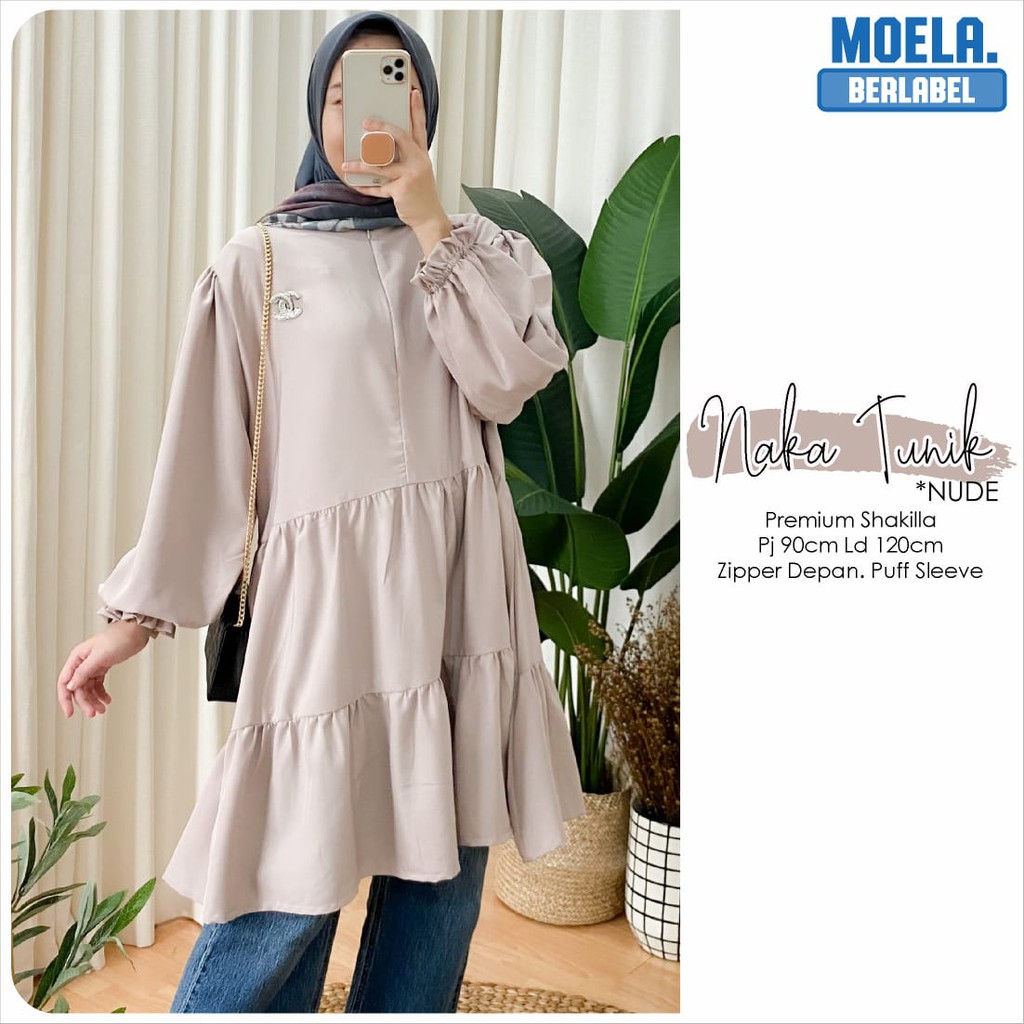 tunik ld 120 NAKA by MOELA ori berlabel premium shakilla busui lengan