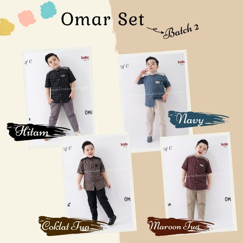 2-11 TAHUN SET OMAR KAKADEDE SET BAJU KOKO ANAK LAKI LAKI LENGAN PENDEK KEMKO ATASAN PREMIUM