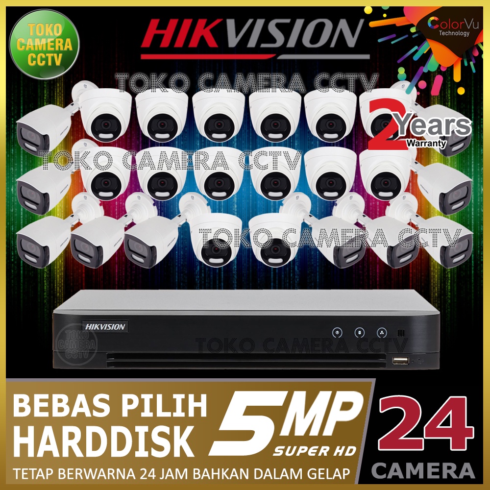 PAKET CCTV HIKVISION COLORVU 5MP 32 CHANNEL 24 KAMERA